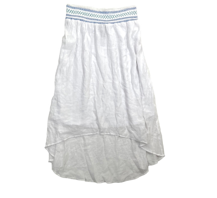 Zac & Rachel Women's Elastic Waist High Low Skirt White Plus Size 1X