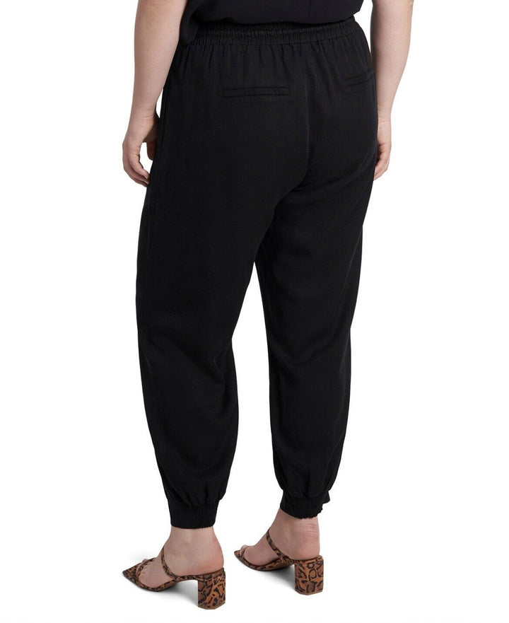 Women's Trendy Drawstring-Waist Pants Black Elastic Waist