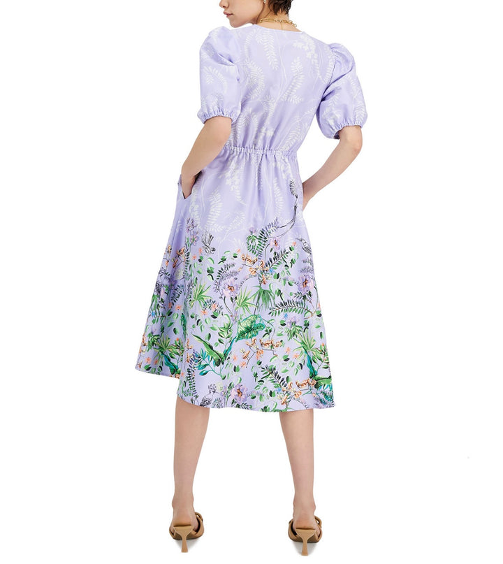 INC International Concepts Women's V-Neck Printed Cutout Dress Size M