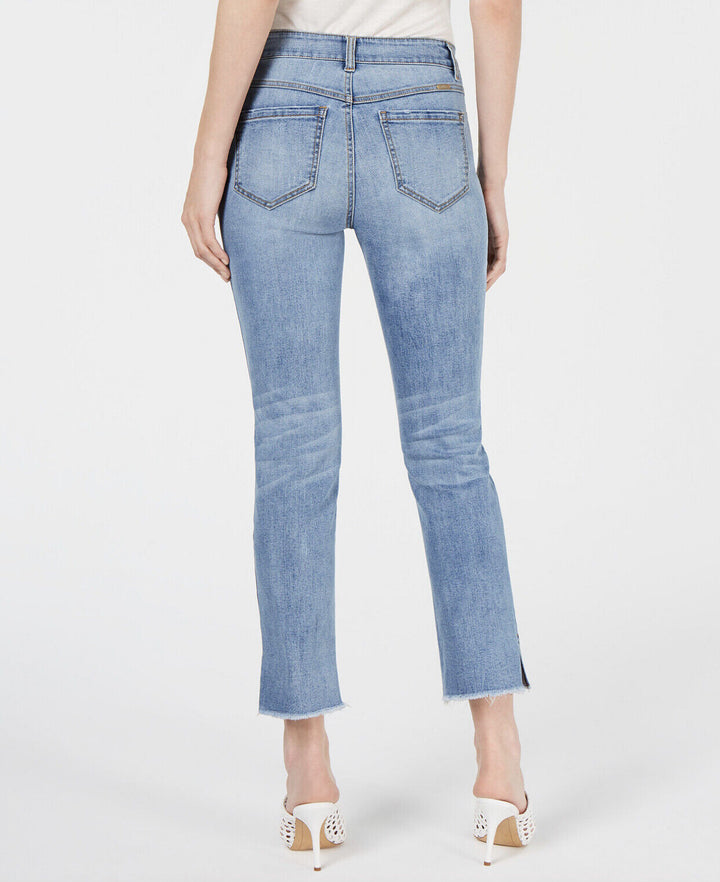 Women's High-Cuff Straight-Leg Cropped Vented Jeans