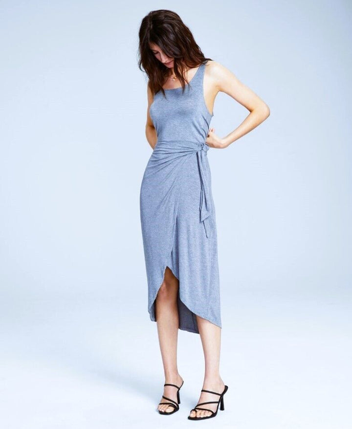 And Now This Women's Sleeveless Knit Side-Tie Tulip Midi Dress Cashmere Blue