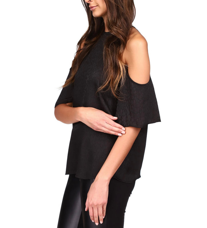 Michael Kors Women's Cold-Shoulder Chain Neck Top Black Size L