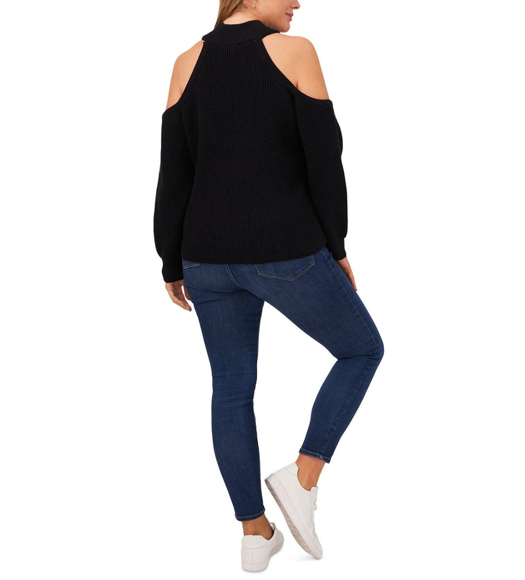 1. STATE Women's Trendy Cold-Shoulder Sweater Rich Black Plus Size 0X
