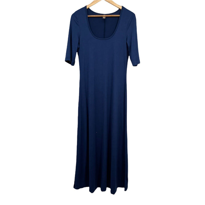 Women's Dress Short Sleeve Navy Blue Round Neck