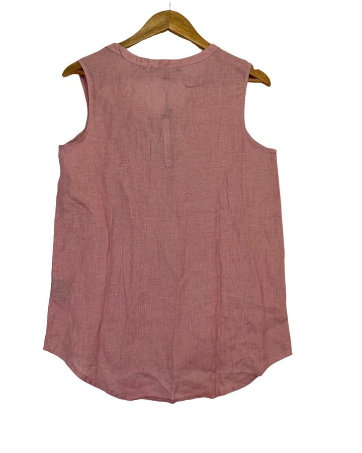 Harve Benard Pure Linen Women's Top Sleeveless V-Neck