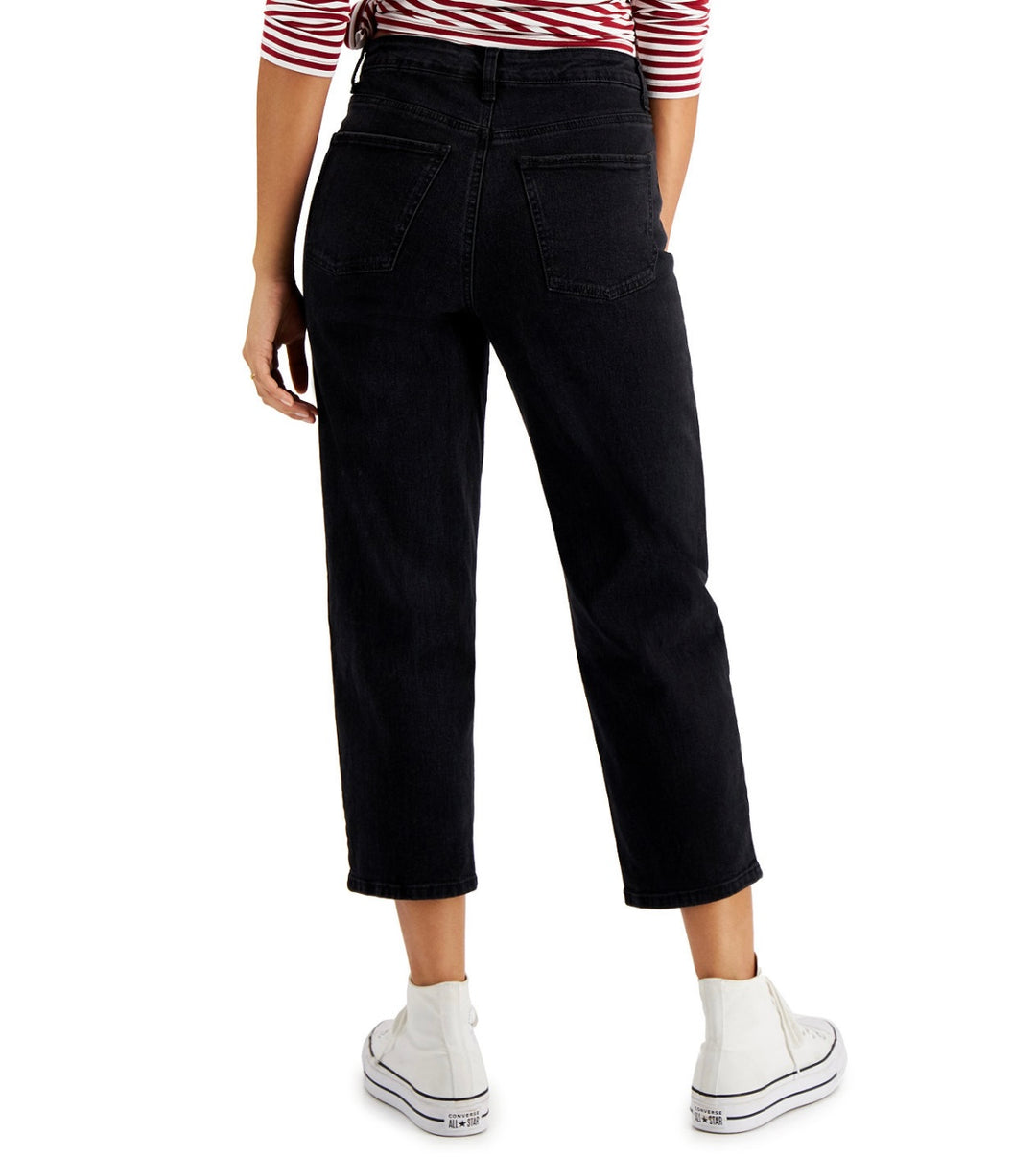 Style & Co. Women's Petite High-Rise Vintage-Classic Mom Jeans Washed Black