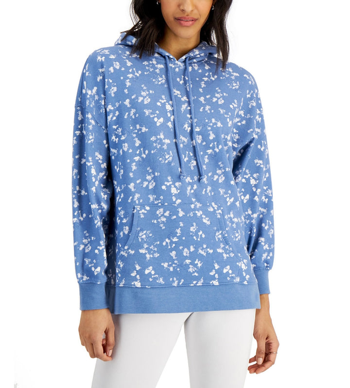 Style & Co. Women's Printed Hoodie Blue Dots Size M