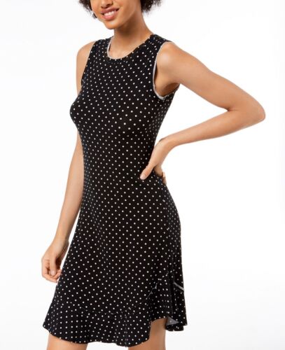 Juniors Dot Print A-Line Dress Sleeveless