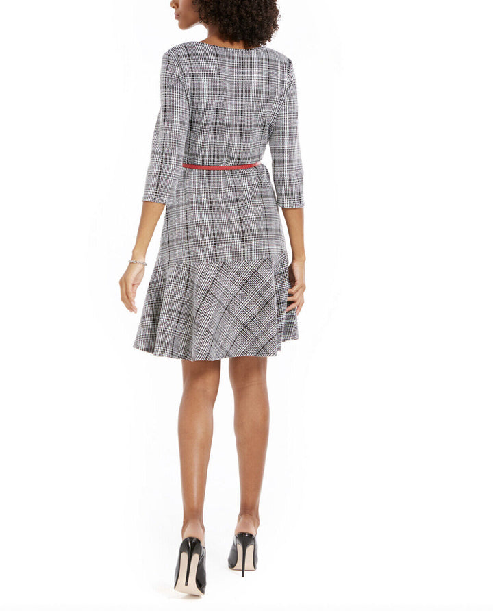 NY Collection Women's Petite Plaid Fit & Flare Dress