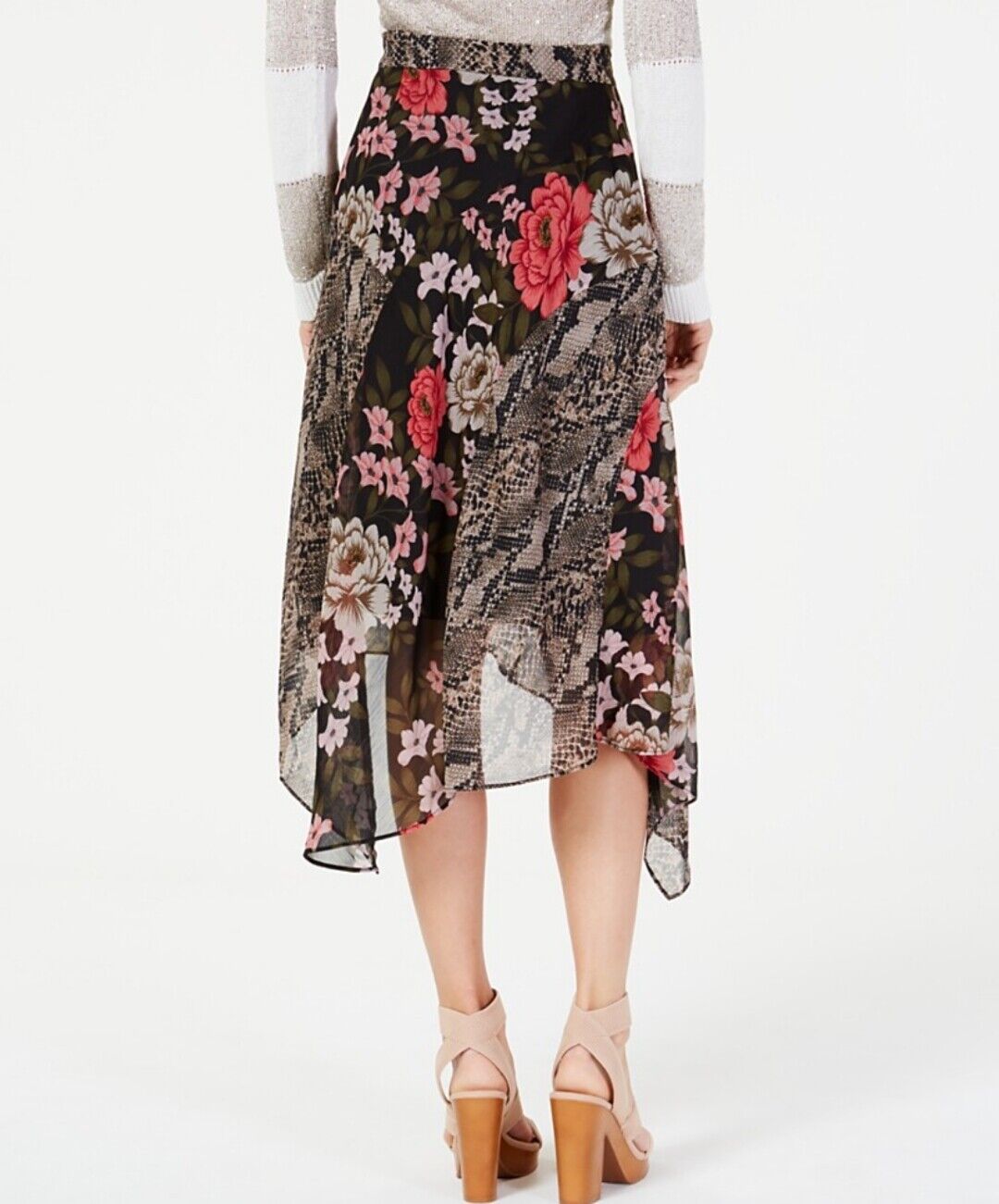 INC International Concepts Women's Petite Mixed-Print Floral MIDI Skirt