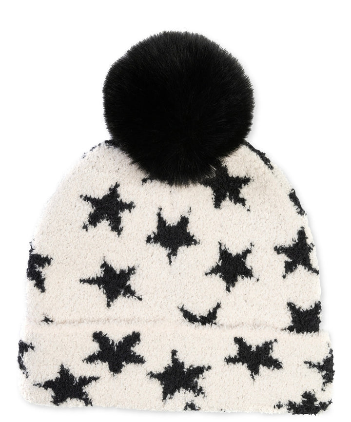 Jenni Women's Stars Beanie Winter Hat Pom