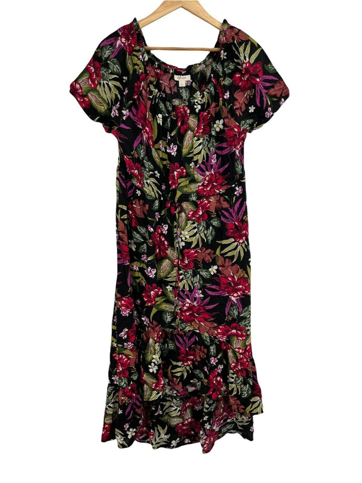 Women's Dress Floral Off The Shoulder High Low Tie Mid