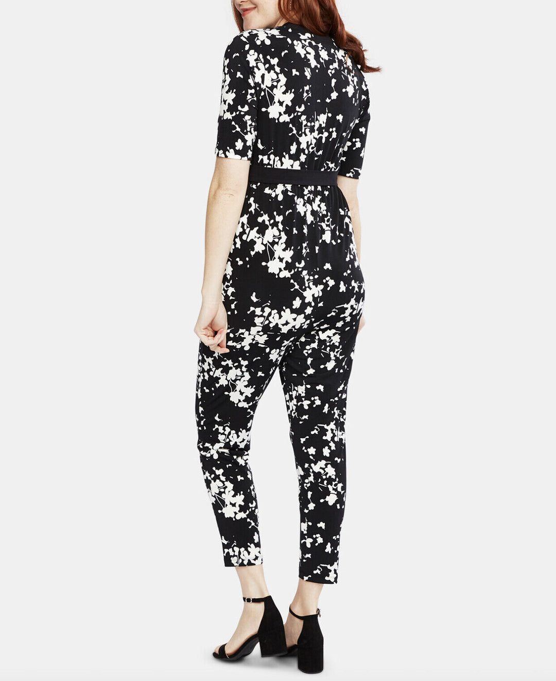 Motherhood Floral Print Wrap Maxi Maternity Jumpsuit V-Neck