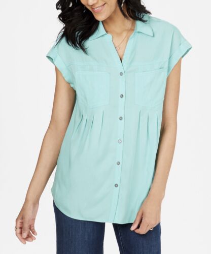 Women's Petite Pleated Blouse Refreshing Teal