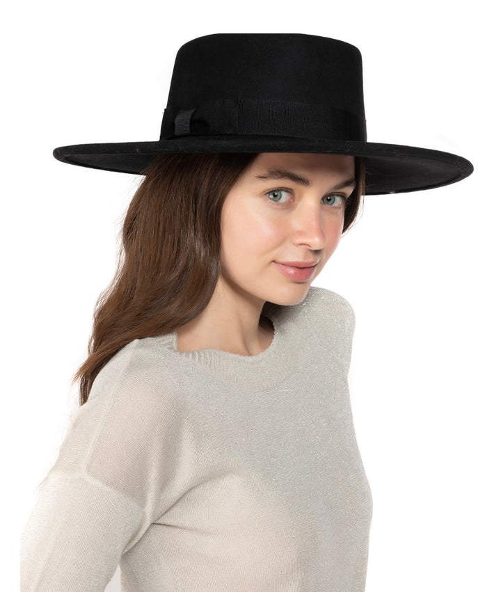 Nine West Women's Wool Felt Telescope Floppy Hat One Size Black-Pecan