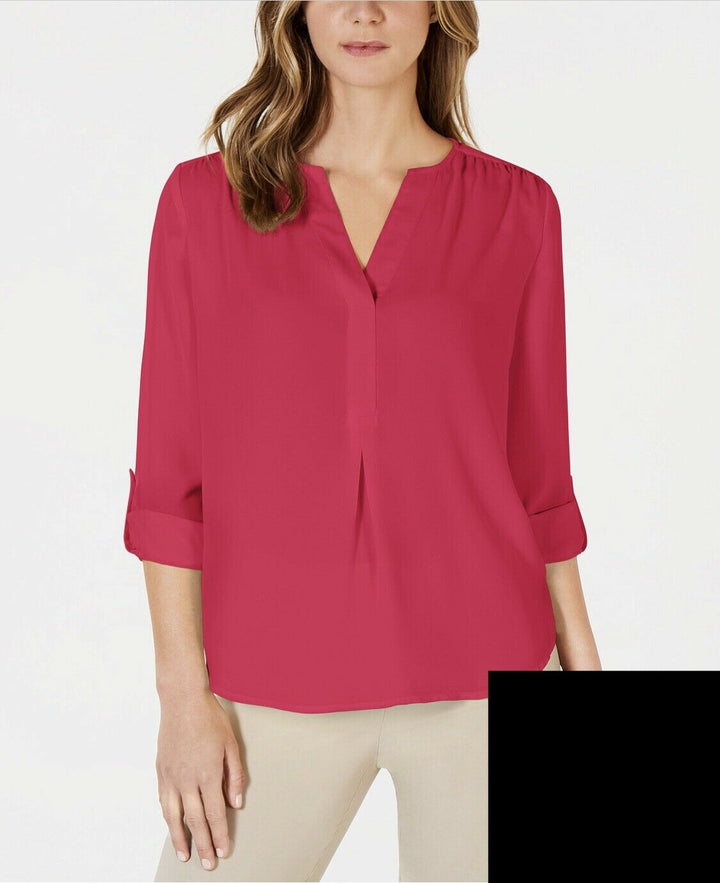 Women's Blouse 3/4 Sleeve Split Neck Top