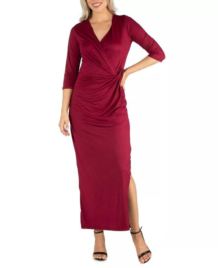 Maternity Ankle Length Side Slit Formal Maxi Dress