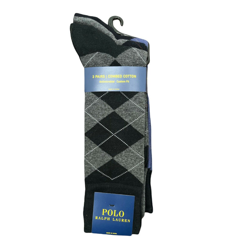 Polo Ralph Lauren Men's Socks Cotton Antimicrobial Custom Fit 3 Pairs