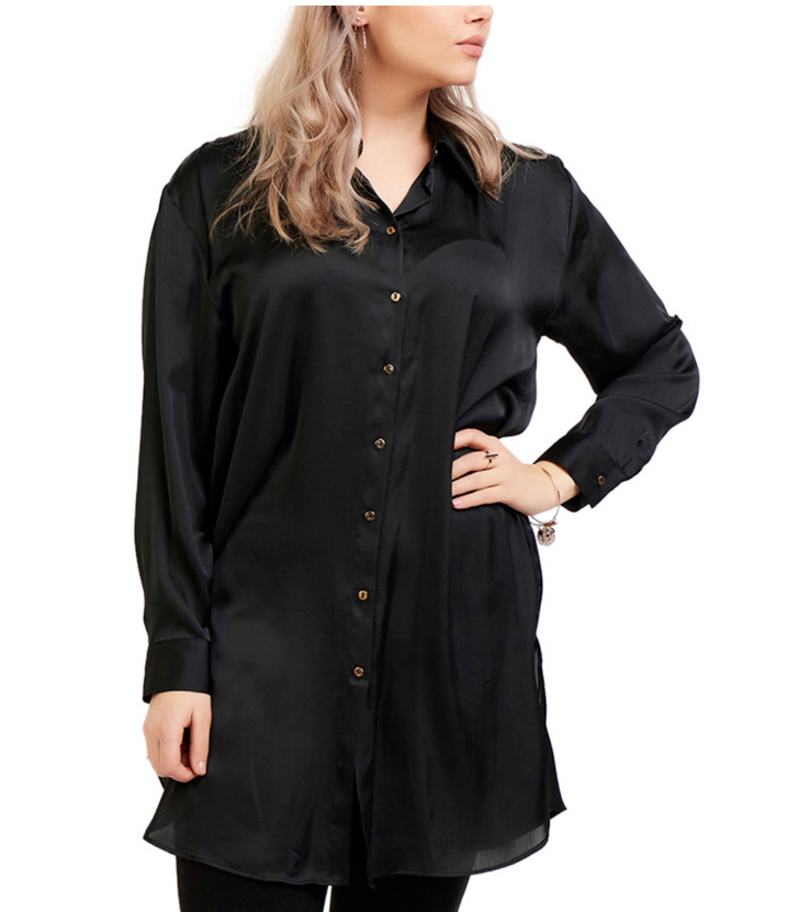 Women's Plus Size Trendy Button-Front Tunic Long Sleeve