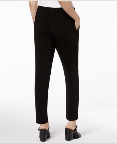 Women's Black Mid-Rise Pull-On Dress Pants Pockets