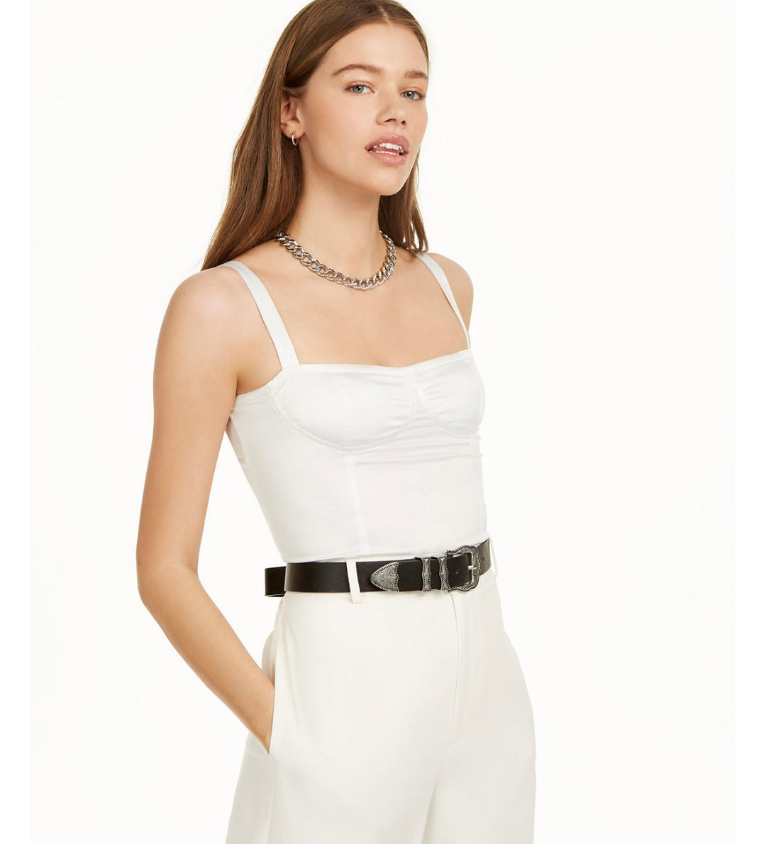Danielle Bernstein Women's Sleeveless Cropped Top White