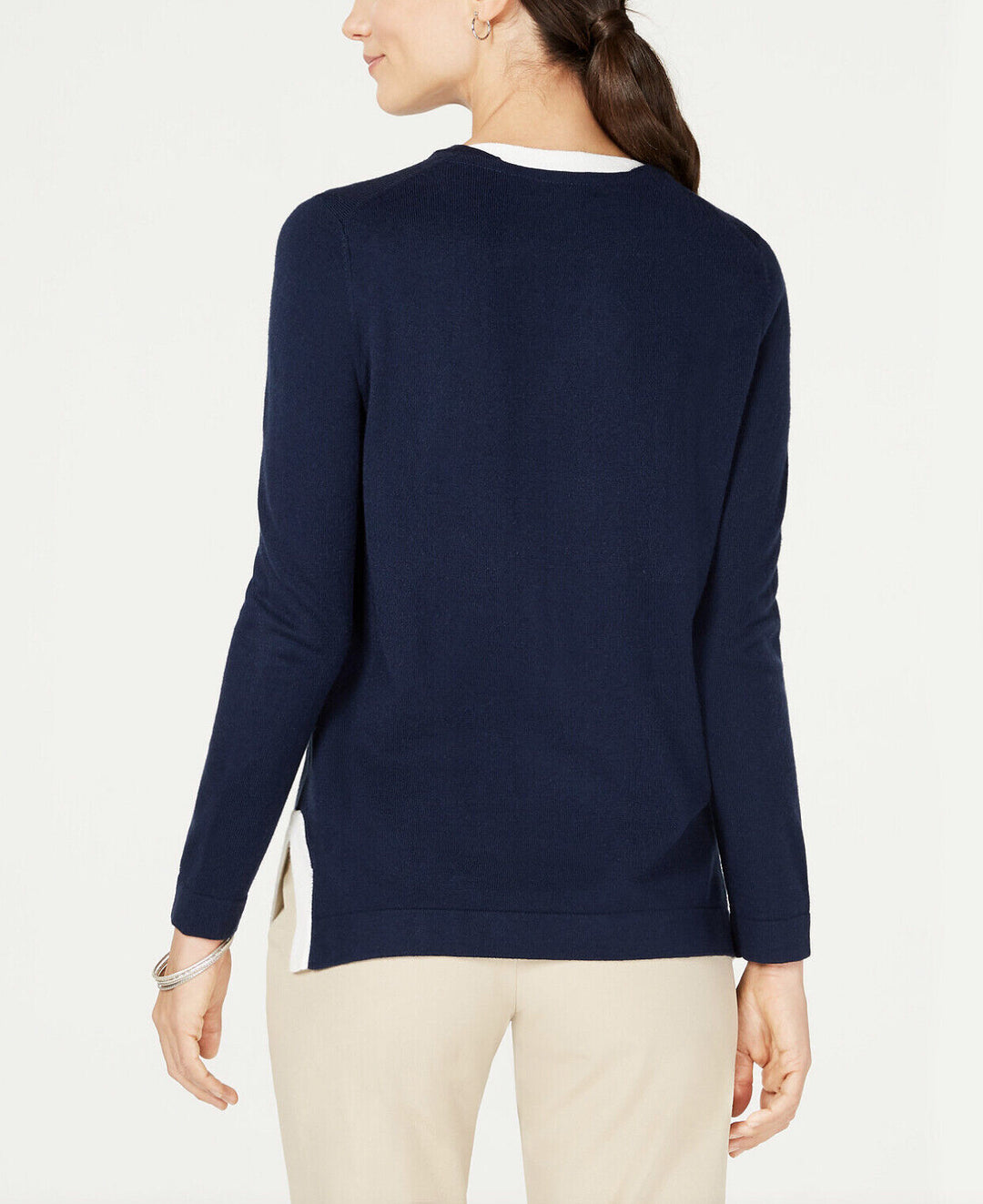 Women's Petite Contrast-Trim Sweater