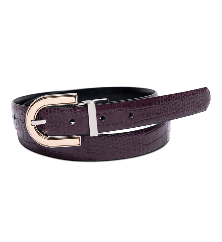 INC International Concepts Women's Embossed Reversible Belt Purple Size M