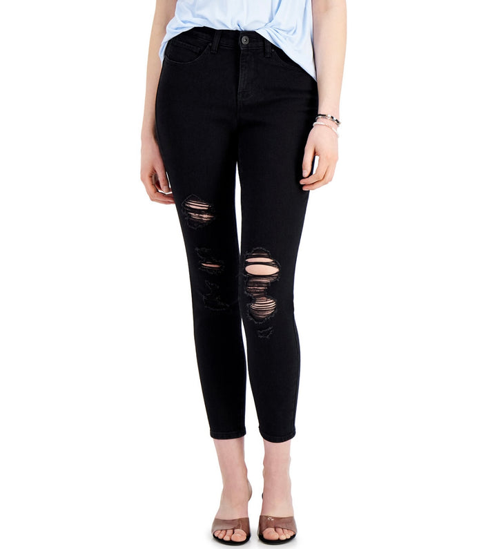 Style & Co Women's Petite Mid-Rise Curvy Skinny Jeans Black Size 12P
