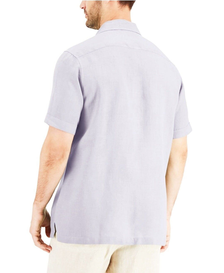 Men's Linen Shirt Short Sleeve Button Down Spread Collar