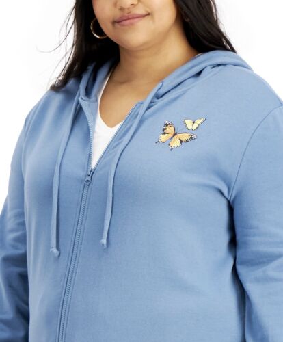 Rebellious One Women's Plus Size Trendy Butterfly-Print Sweatshirt