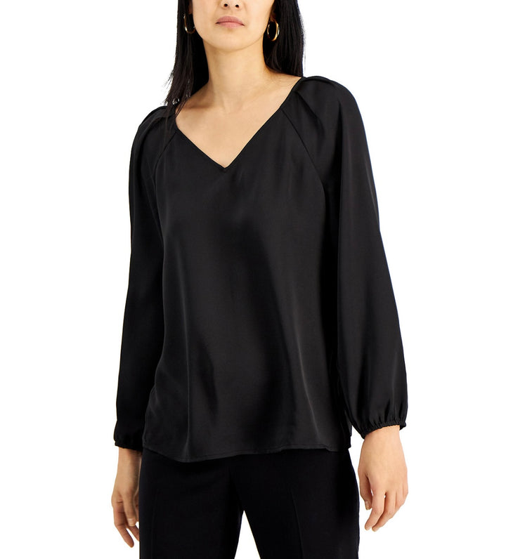 Nine West Women's Long Sleeve V-Neck Bow Back Blouse