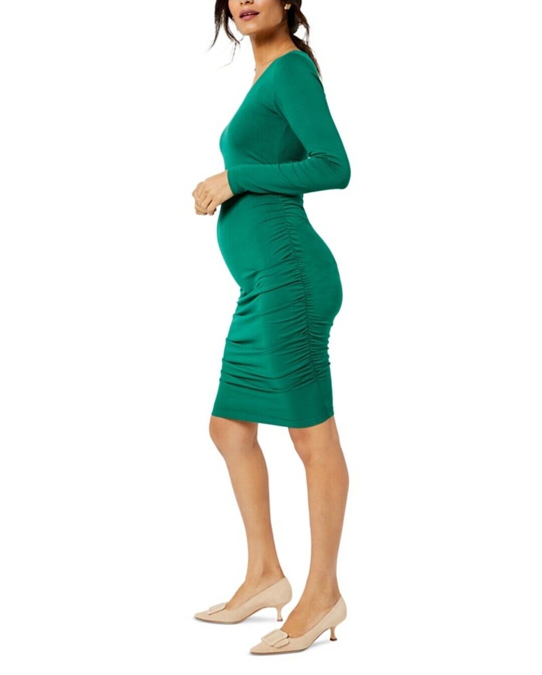 Women's Luxe Side Ruched Long Sleeve Maternity Dress