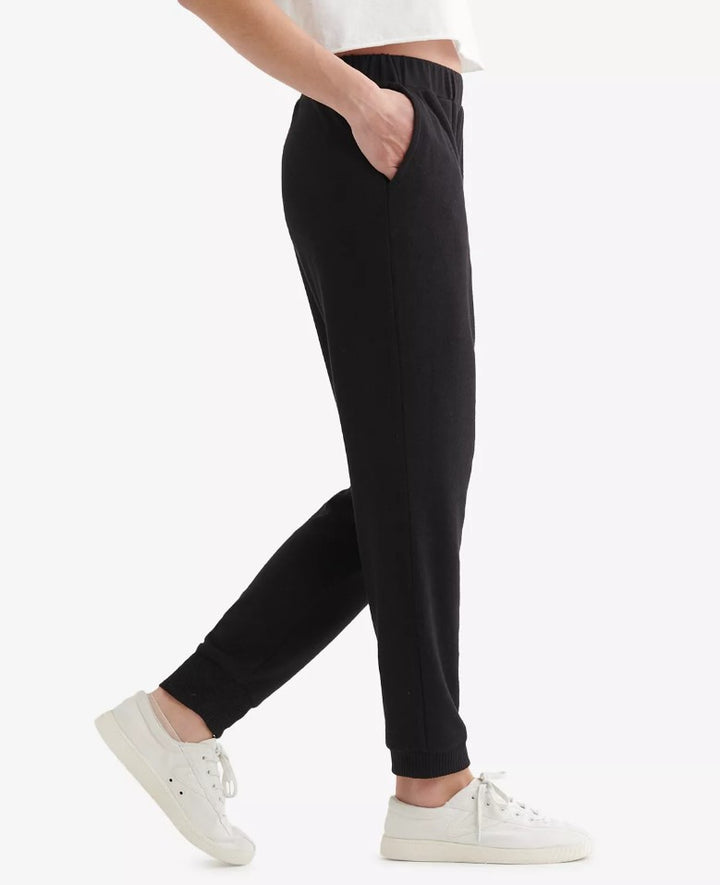 Lucky Brand Women's Elastic Waist Pockets Jersey Easy Jogger Black Size S