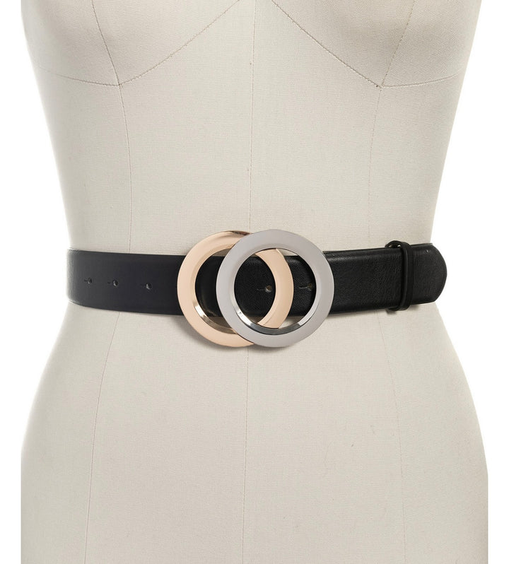 INC International Concepts Double-Circle Buckle Belt Black Size S
