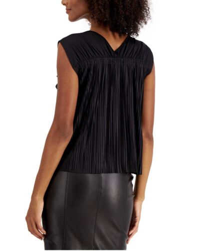 Women's Pleated Ruched Tie Sleeve Blouse Top V-Neck