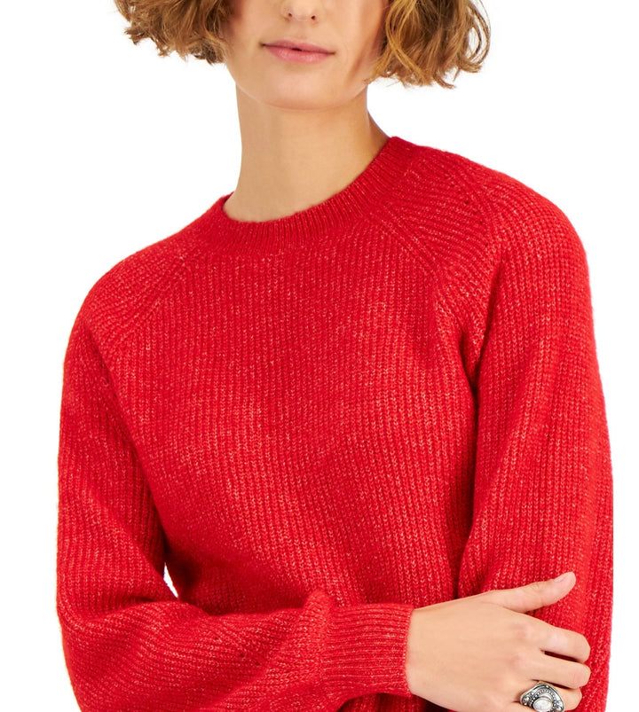 Style & Co. Women's Long Sleeve Ribbed Crewneck Sweater Fire Size S