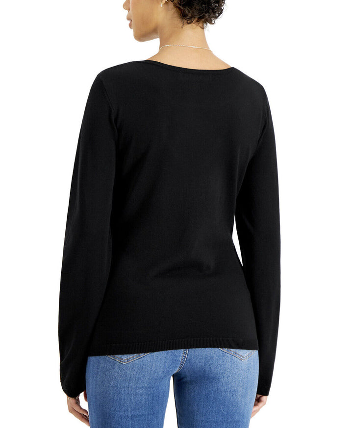 Women's Cutout Sweater Long Sleeve Scoop Neckline