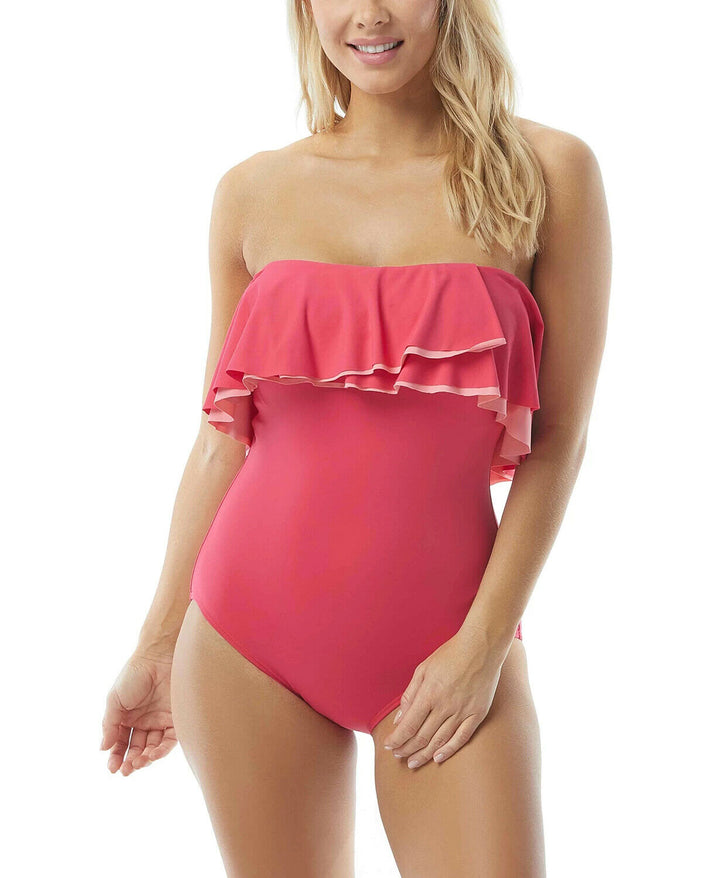 Contours Ruffled Strapless Tummy-Control One-Piece Swimsuit