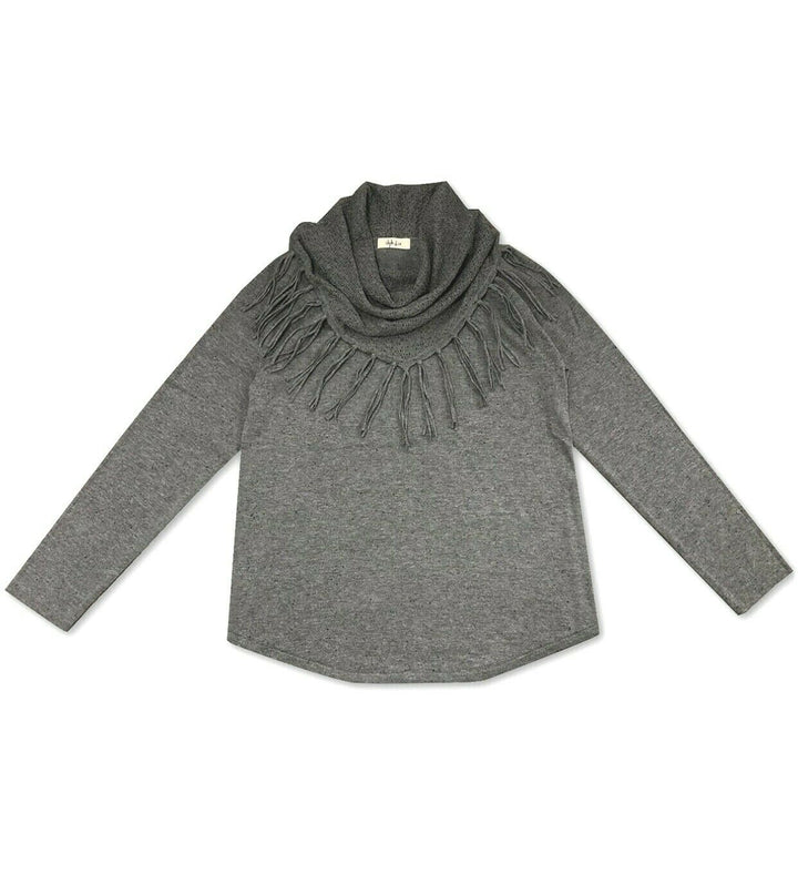 Petite Cotton Fringed Cowlneck Sweater