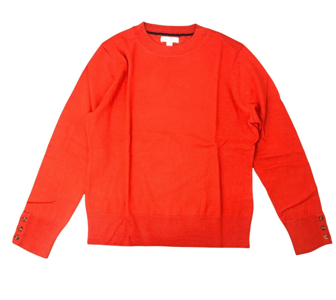 Women's Sweater Poincianae Button Sleeve Pullover Round Neck
