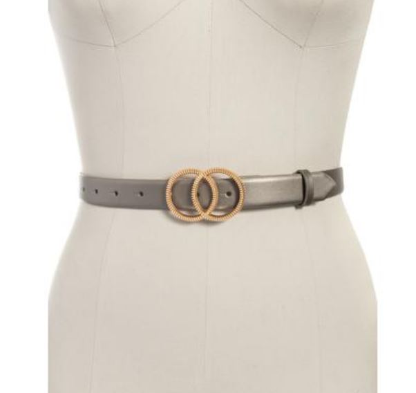 INC International Concepts Double-Circle Belt Gold and Pewter