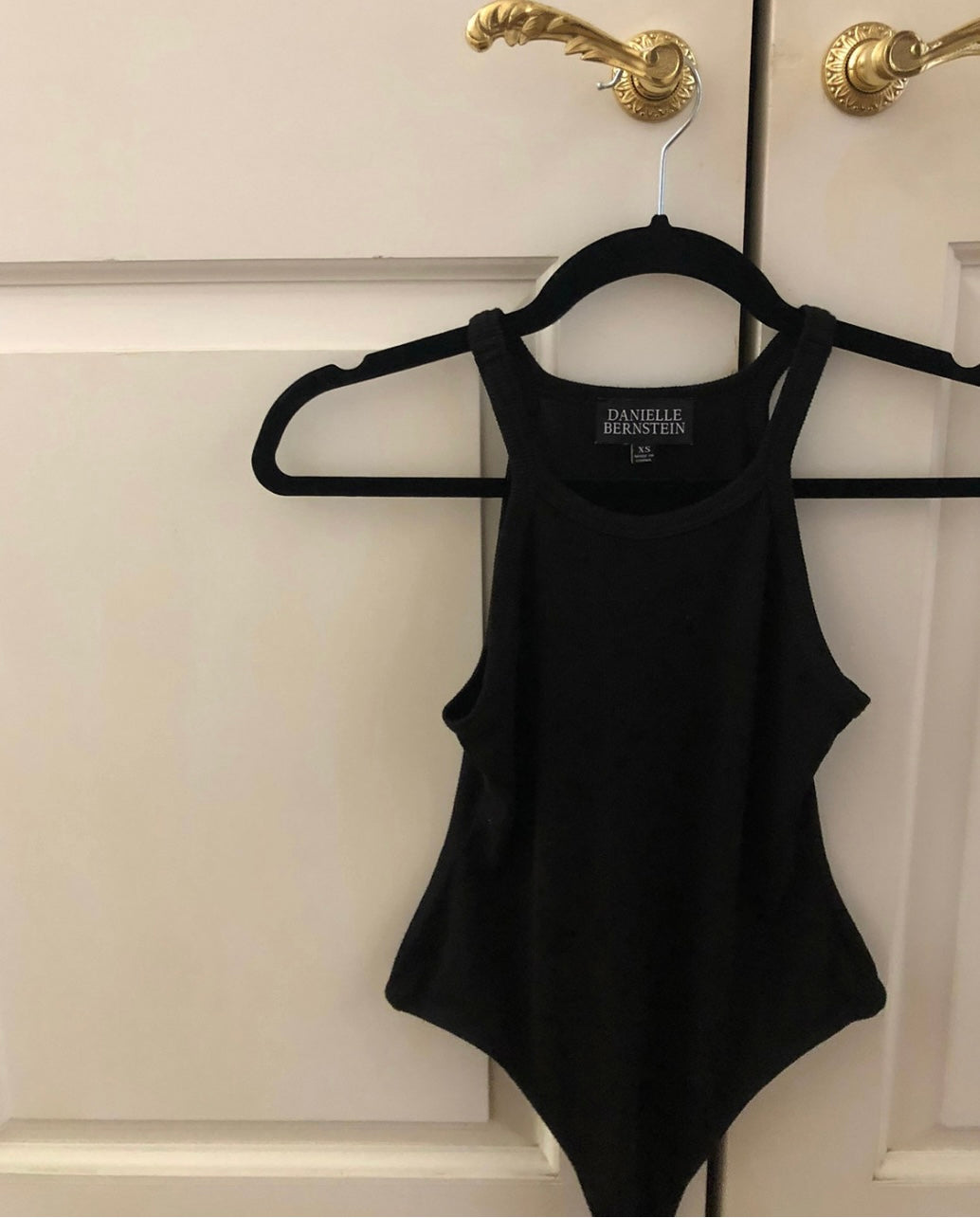 Danielle Bernstein Women's Shirt Thong Snap Bodysuit Black Size L
