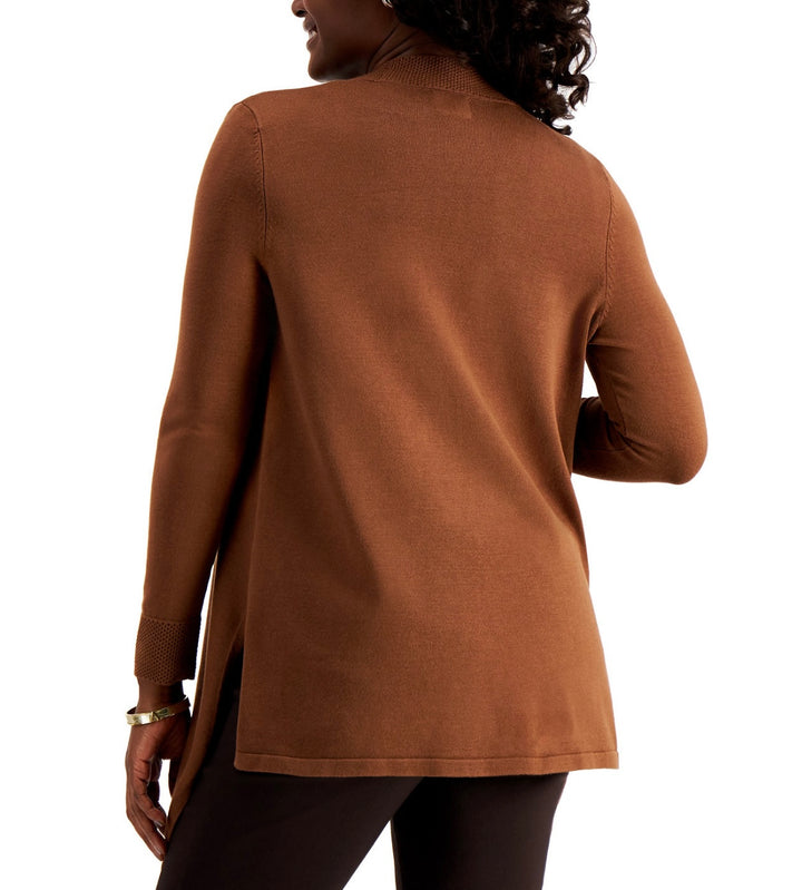 JM Collection Women's Textured Hem Cascade-Front Cardigan Red Maple Size XL