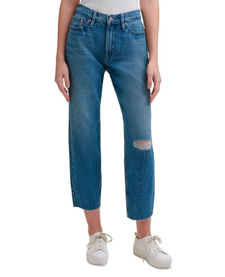 Juniors' High-Rise Mom-Fit Cotton Ankle Jeans