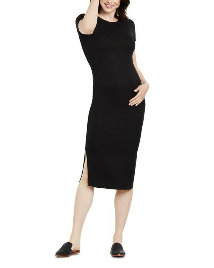 Motherhood Maternity Women's Ribbed-Knit Midi Maternity Dress