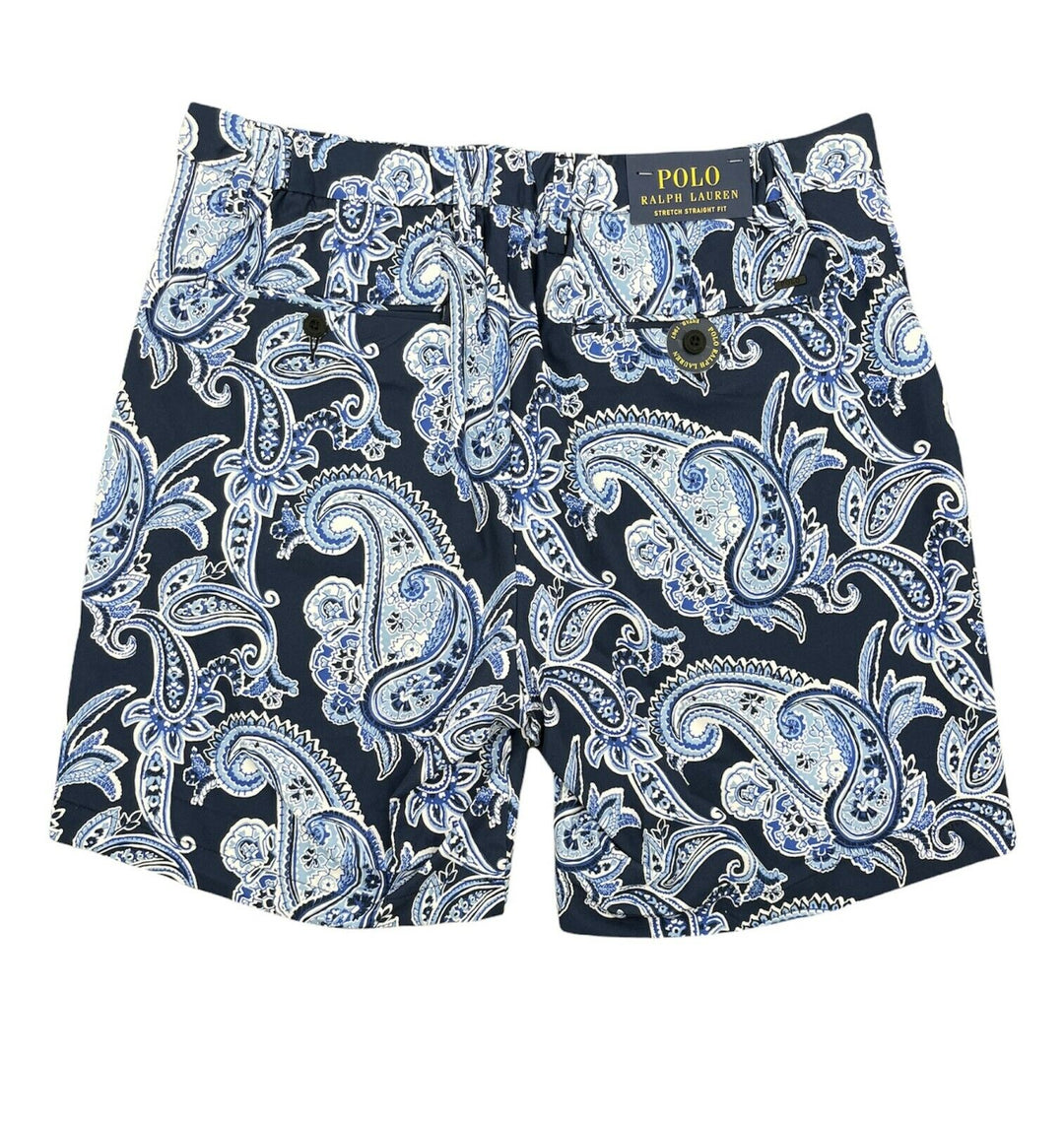 Polo Ralph Lauren Men's Shorts Stretch Straight Fit Navy Pockets Plaid