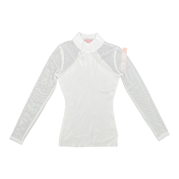 Juniors Long Sleeve Sweater Ivory Mock Neck Top