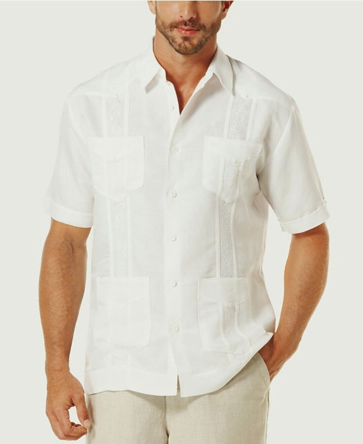 Men's Short-Sleeve Embroidered Guayabera Shirt