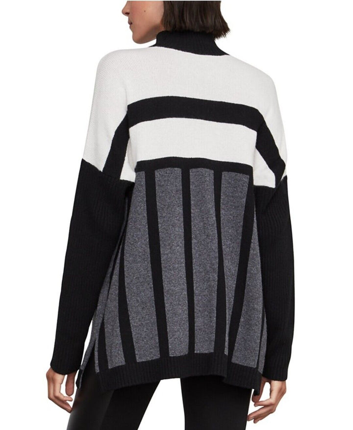 Women's Striped Mock-Neck Oversized Sweater