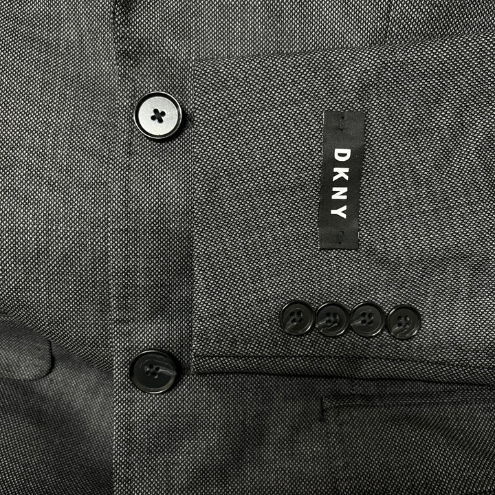 DKNY Men's Two-Piece Garment Wool Suit Blazer Pant Grey-Black Size 36Short 29W
